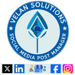 Velan Social Media Post Manager logo — multi-platform scheduling tool
